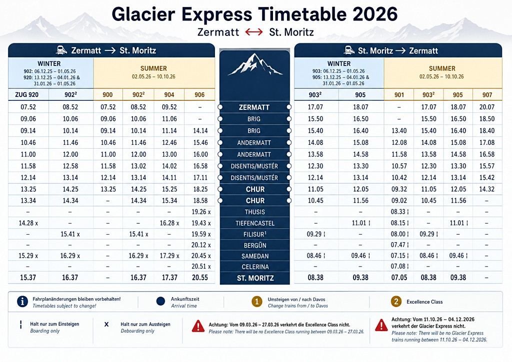 冰河列車時刻表