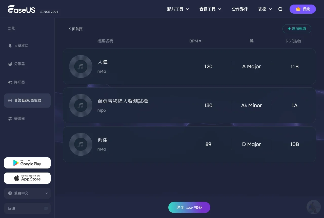 EaseUS Vocal Remover,AI,人工智慧,人聲分離,人聲去除,去人聲,影片去人聲,音樂音量調整,免費移除人聲,Vocal Remover