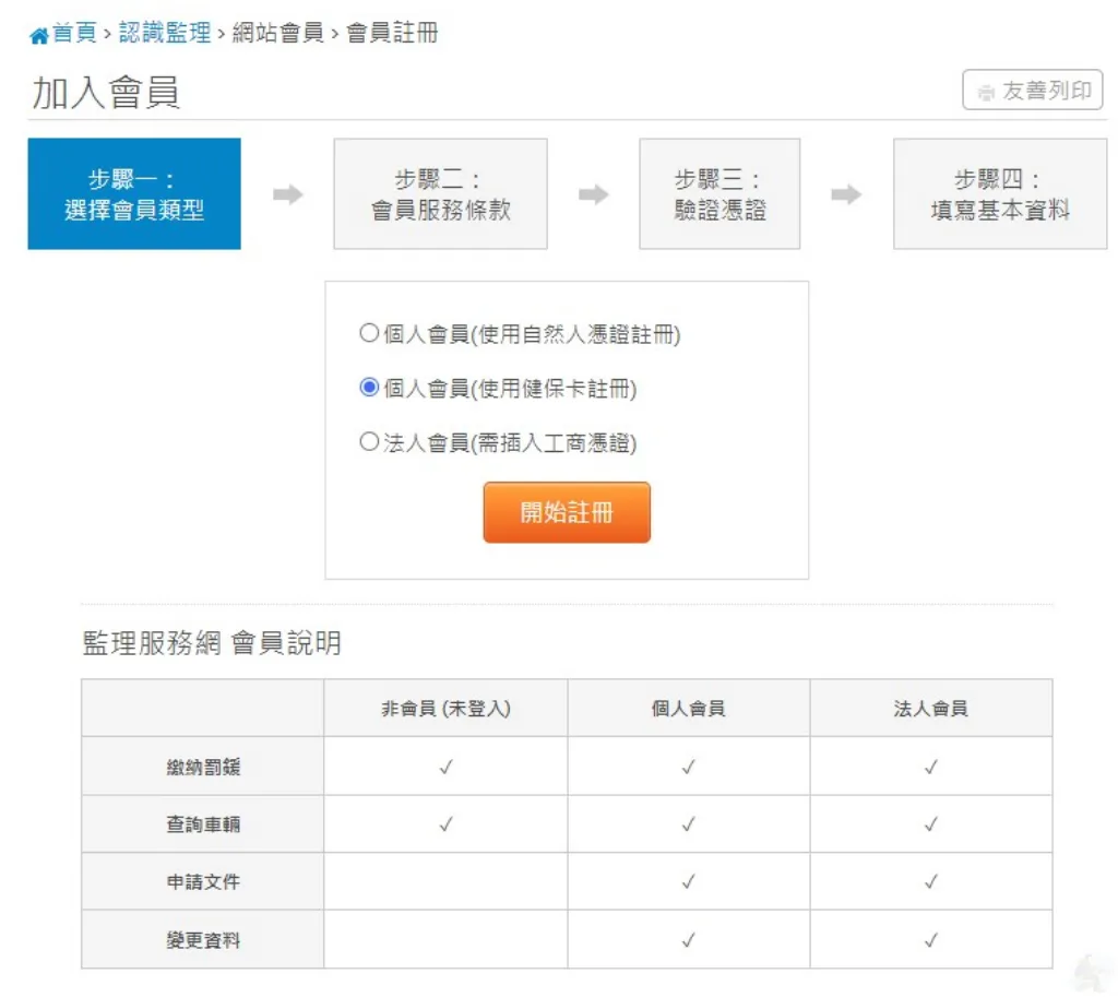 監理服務網加入會員與憑證登入方式