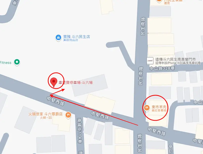 東市羊肉周邊停車場地圖
