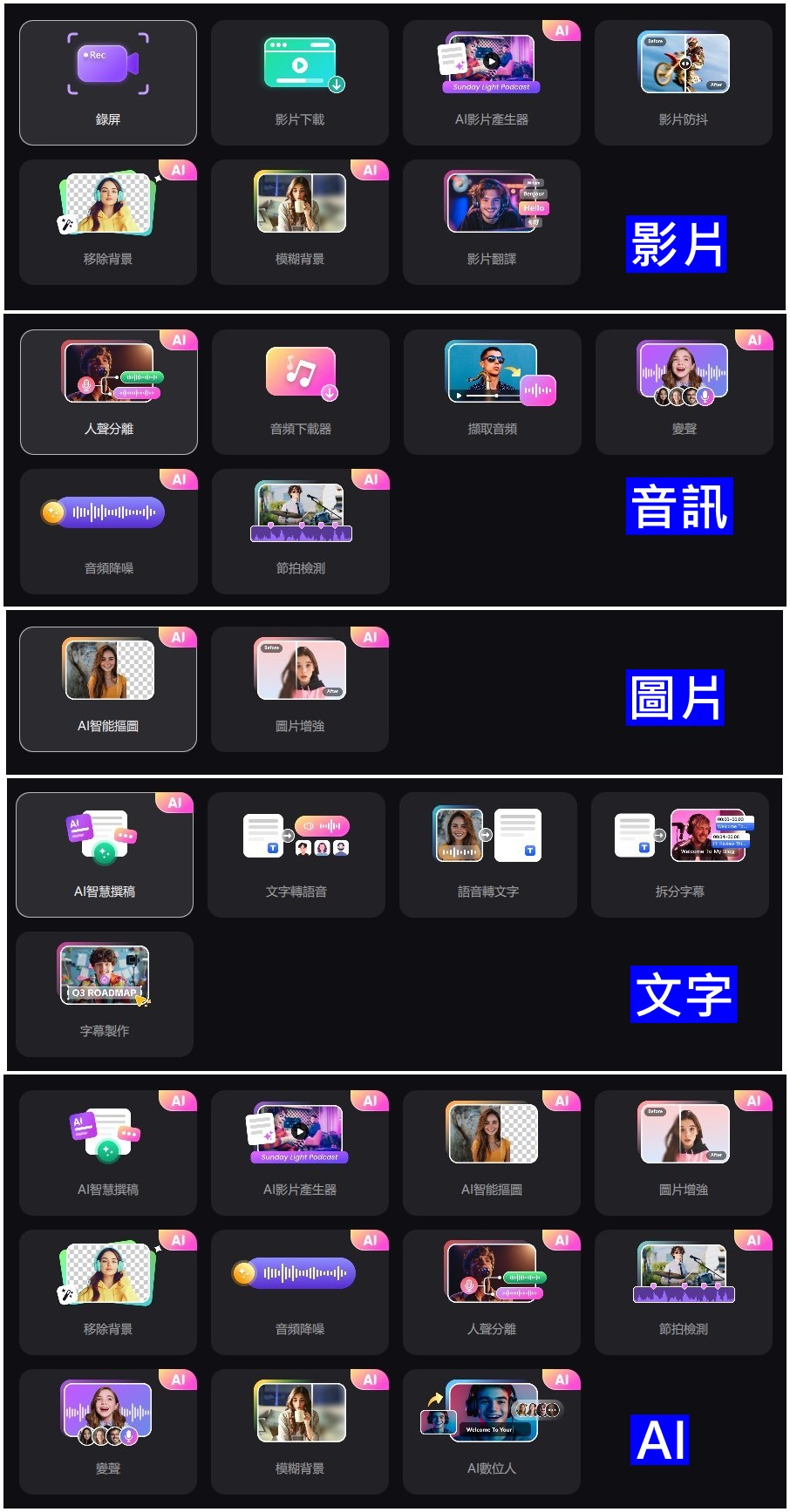 強大的全方位 AI 工具整合清單