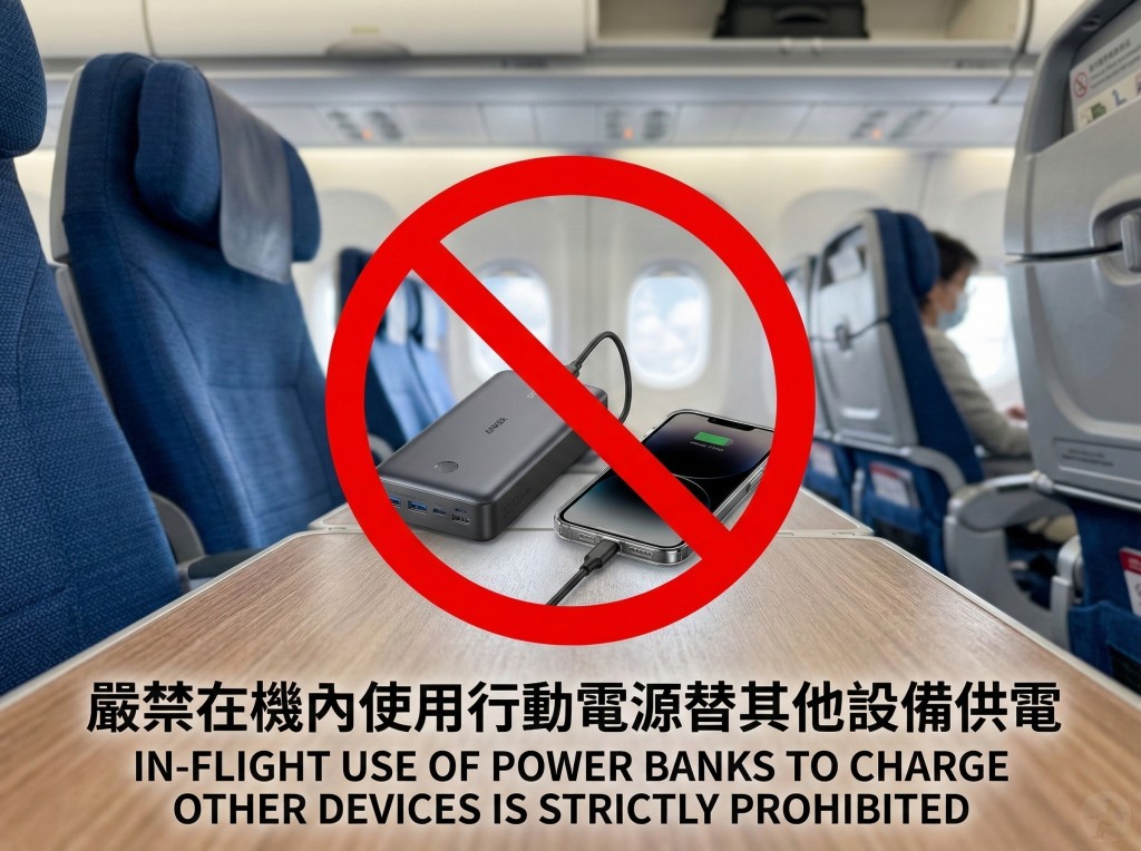 飛機上現在也嚴禁使用行動電源替手機充電