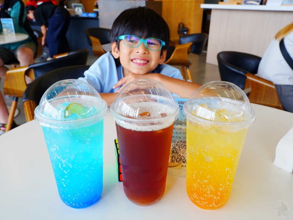 本次實點飲品分享：潭玉桂花茶、百香氣泡飲以及日月氣泡飲